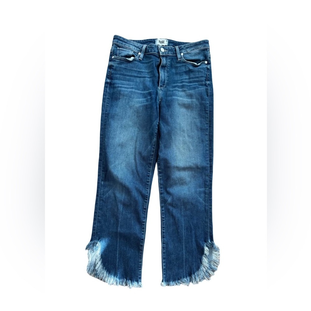 PAIGE Hoxton Straight Ankle Norfolk Jeans Frayed Hem Cropped Denim Size 30 - Picture 5 of 12